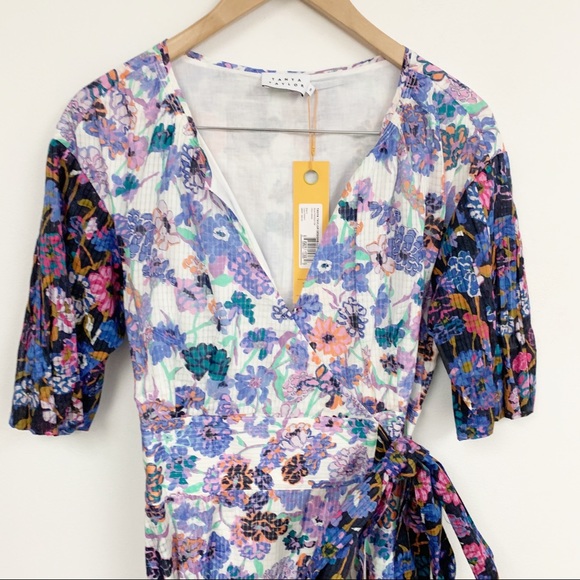 Tanya Taylor wrap cotton floral Frida Dress Sz 8 NWT - Picture 2 of 9